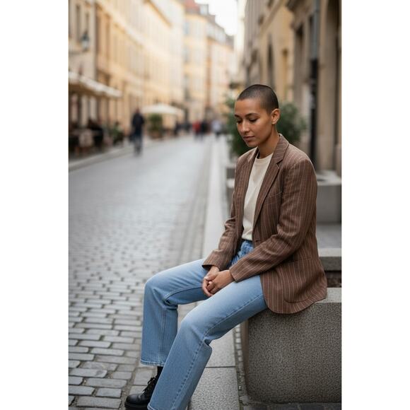 LAB 001 Brown Pinstripe Italian Blazer –Unisex 50IT/40US(Sz:W-14/XL)–NWT-Ret$650 - Picture 3 of 7
